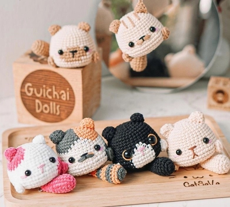 Брелоки кошечки — схема амигуруми