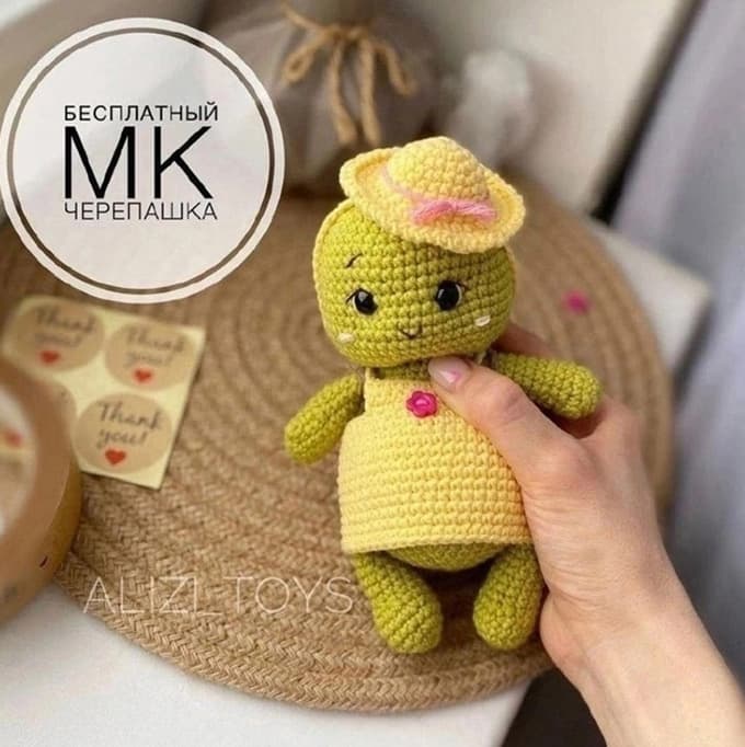 Черепашка в платье — схема амигуруми