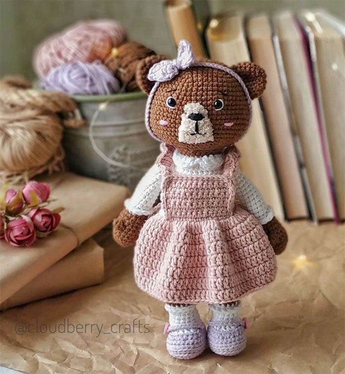 Мишка Флора — схема амигуруми