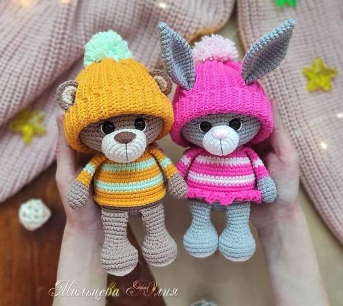 Мишка и Зайка — схема амигуруми