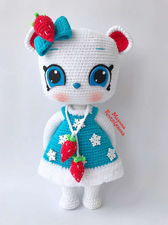 Мишка Клубничка — схема амигуруми