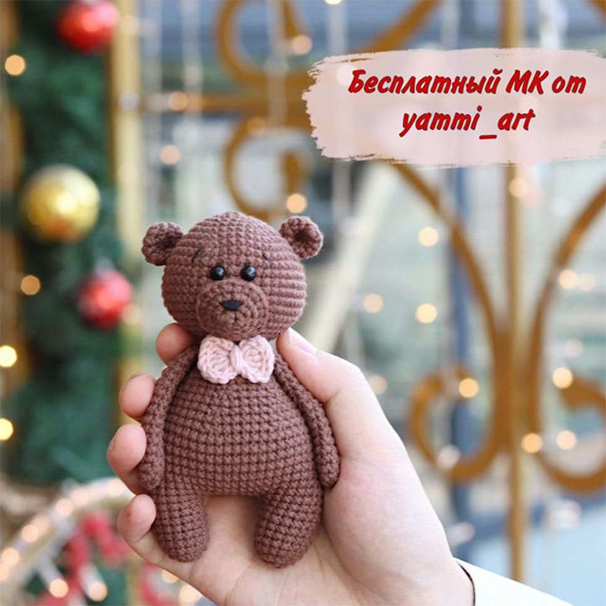Мишка с бантиком — схема амигуруми