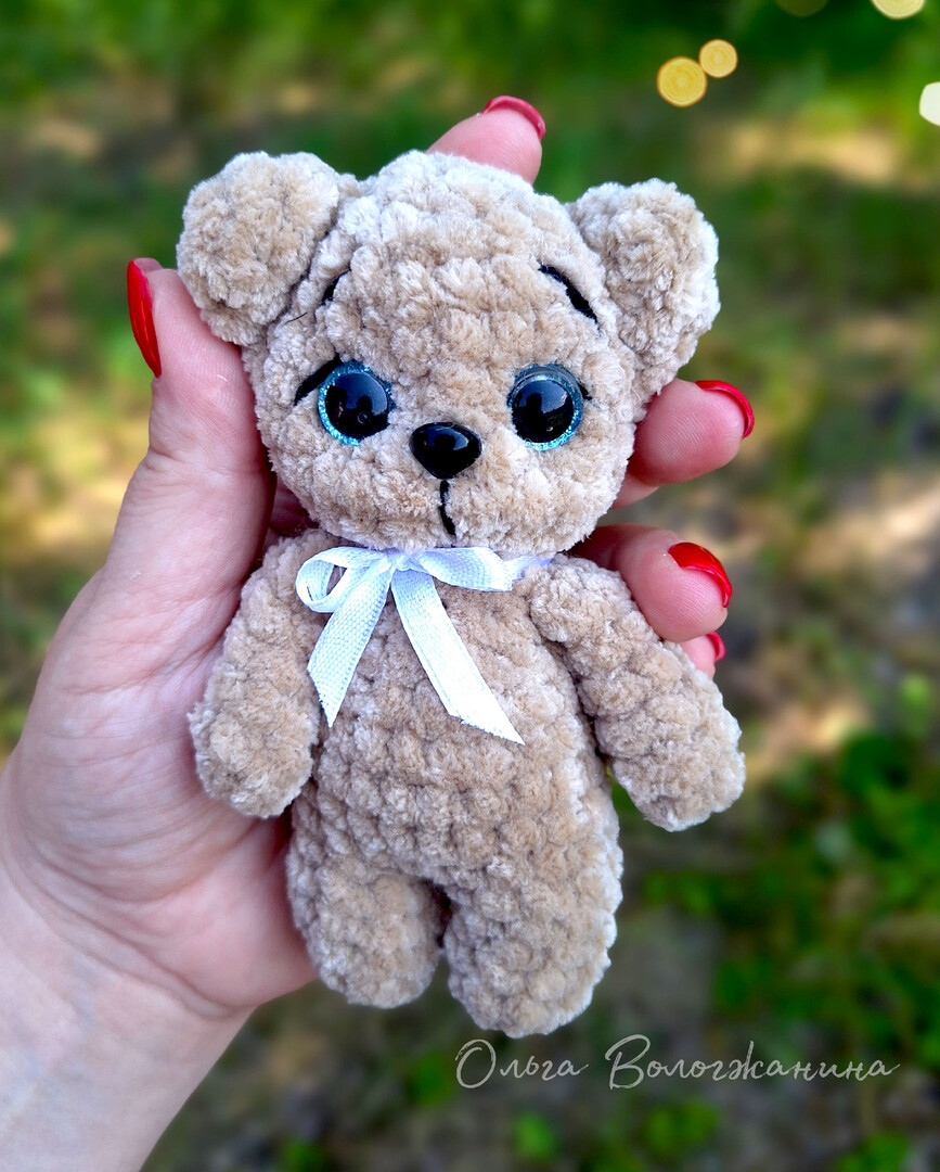 Мишка с ладошку — схема амигуруми