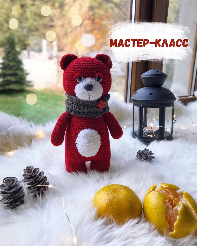 Мишка в снуде — схема амигуруми