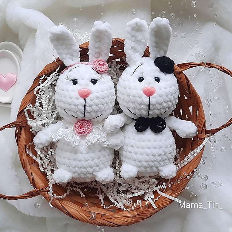 Новобрачные зайки — схема амигуруми