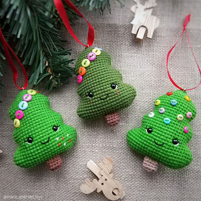 Новогодняя игрушка Ёлочка — схема амигуруми