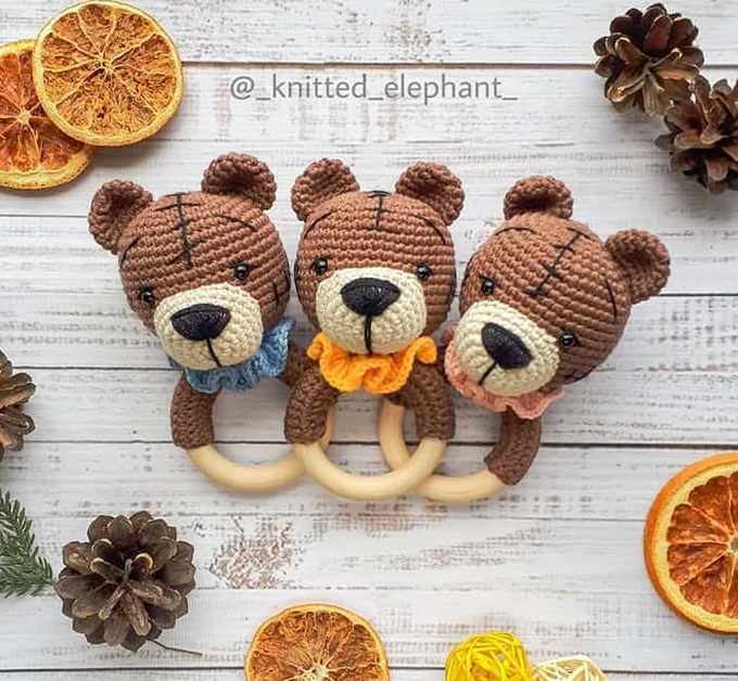 Погремушка Мишка — схема амигуруми