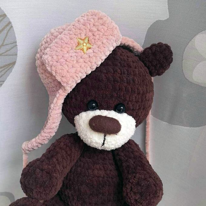 Шапка-ушанка для игрушек — схема амигуруми