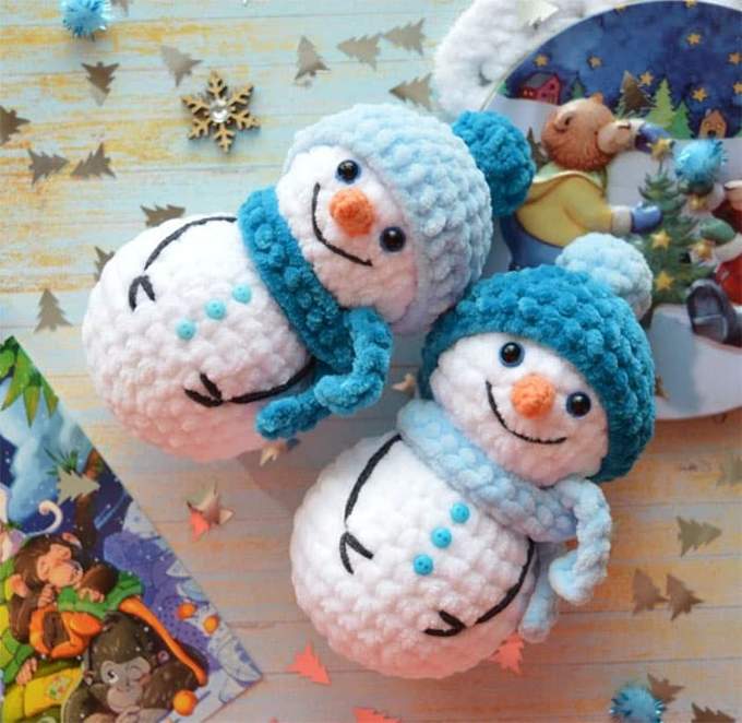 Снеговички Дружочки — схема амигуруми