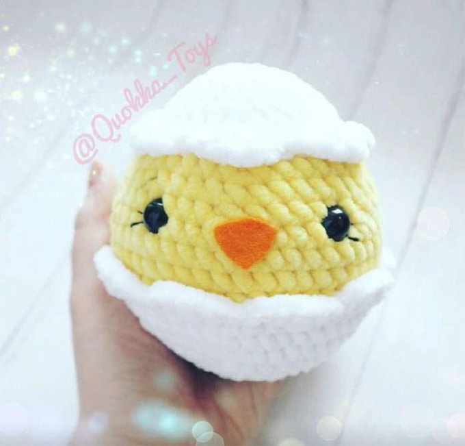Цыплёнок в яйце — схема амигуруми