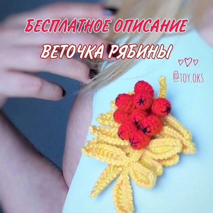 Веточка рябины — схема амигуруми