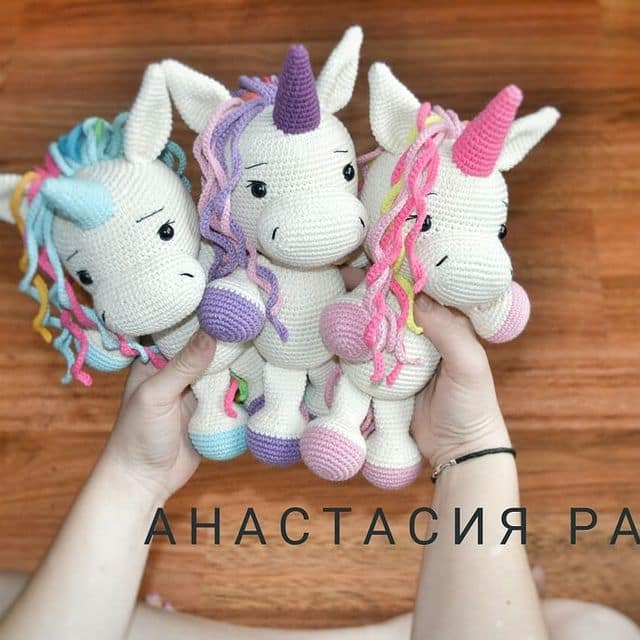 Яркая единорожка — схема амигуруми