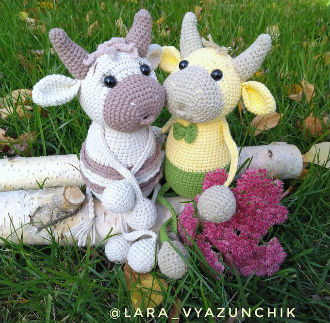 Забавная коровушка — схема амигуруми