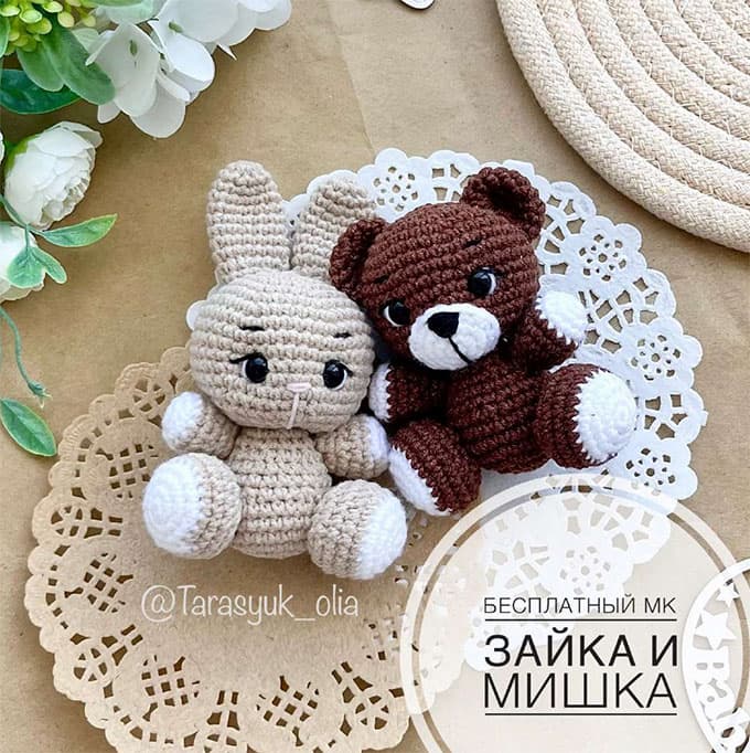 Зайка и мишка — схема амигуруми