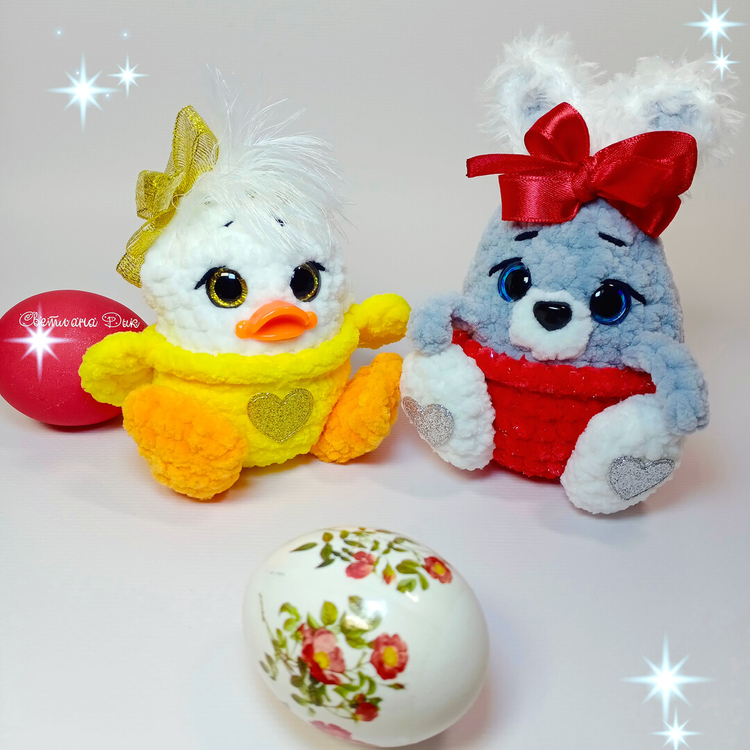 Зайка и Уточка — схема амигуруми